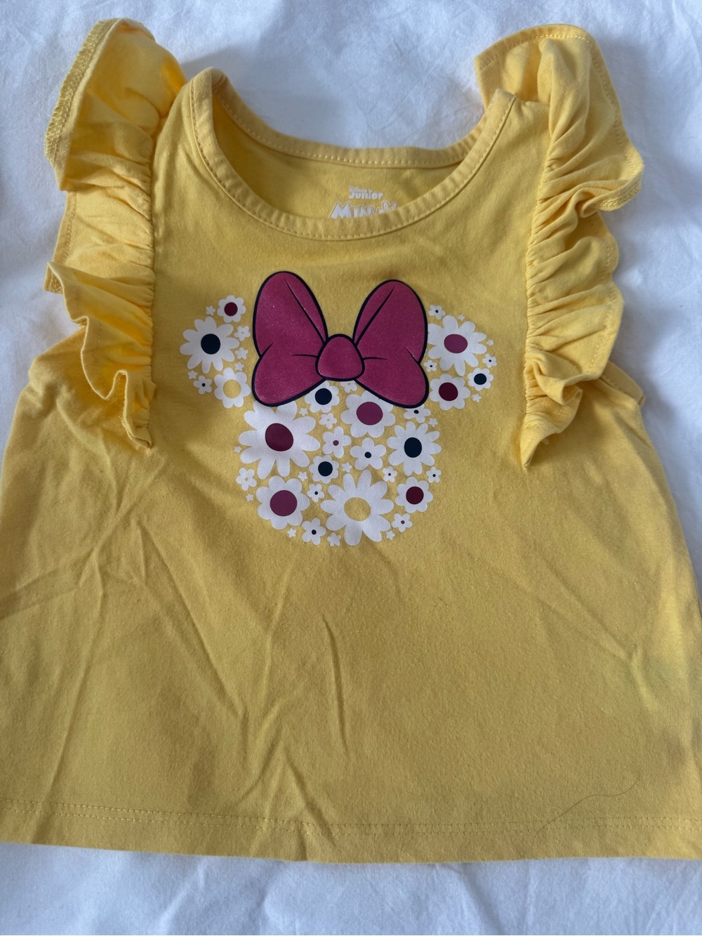 Disney Yellow Minnie Floral Tank with Pink Bow